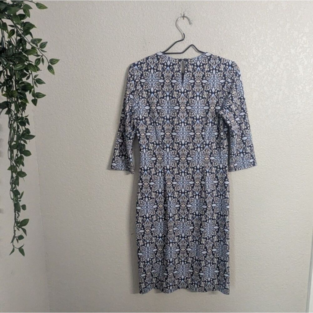 J. McLaughlin Catalina Cloth Blue Geo Print Sheath Dress Size S Business Career - Picture 3 of 9